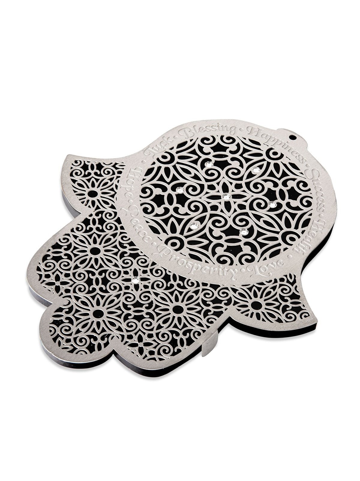 Dorit Judaica Stainless Steel Hamsa Wall Hanging - Blessings (English)