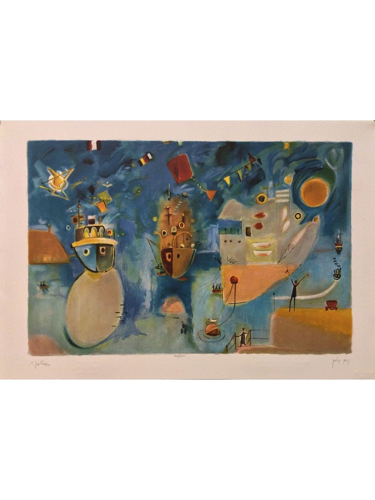 Independence Day at the Port. Artist: Nahum Gutman. Signed & Numbered