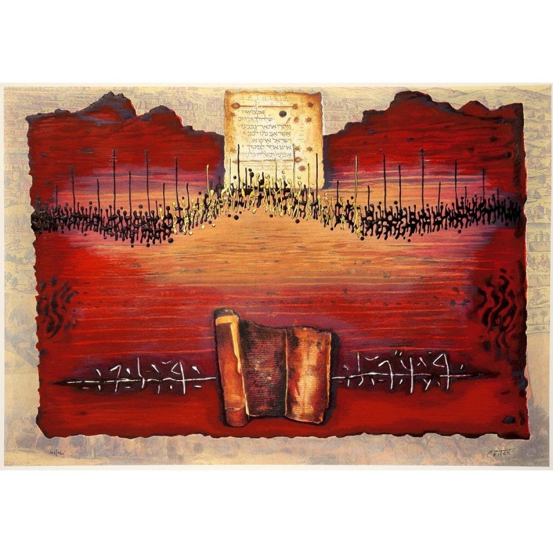 Land of Canaan. Artist: Moshe Castel. Limited Edition Gold Embossed Se