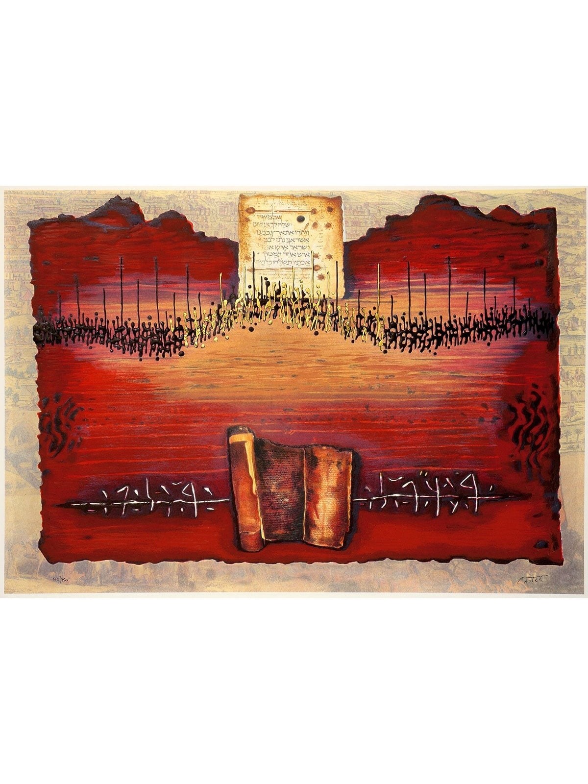 Land of Canaan. Artist: Moshe Castel. Limited Edition Gold Embossed Se