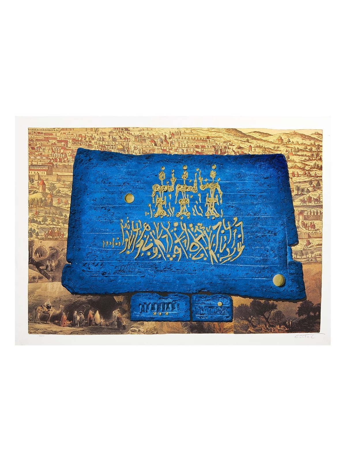 Kings of Jerusalem. Artist: Moshe Castel. Original gold embossed serig