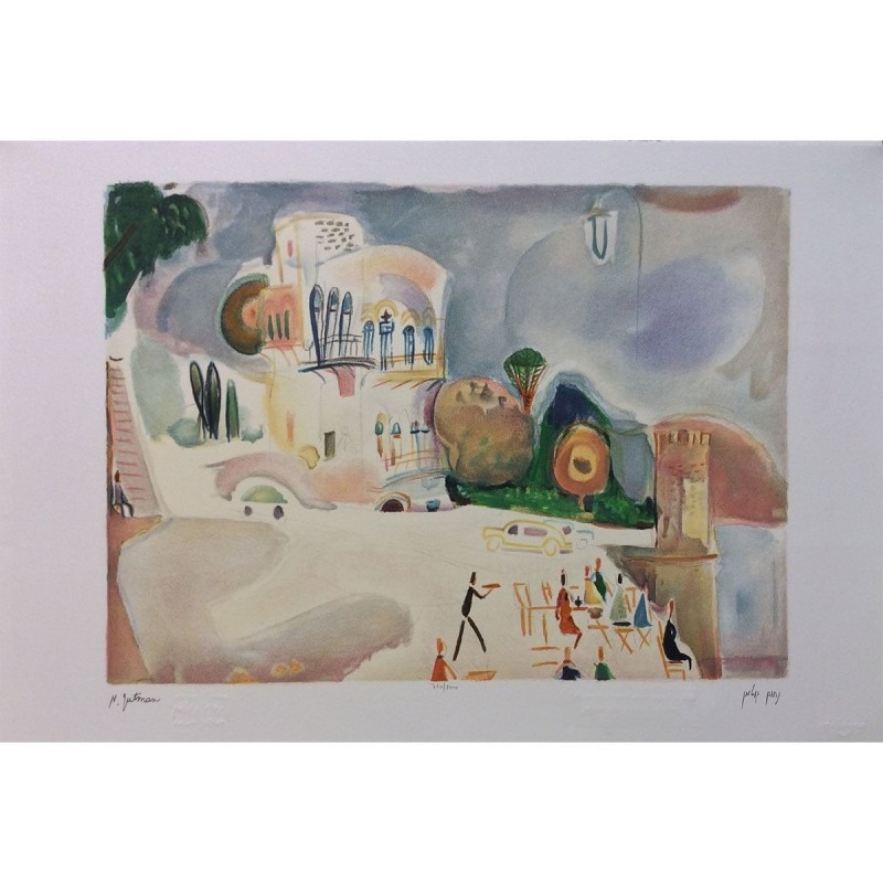 Cafe in Tiberias. Artist: Nahum Gutman. Signed & Numbered Limited Edit