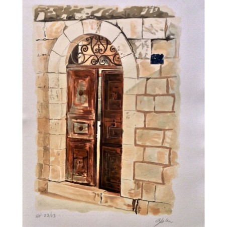 Arie Azene - Brown Door in Jerusalem (Hand Signed & Numbered Limited E