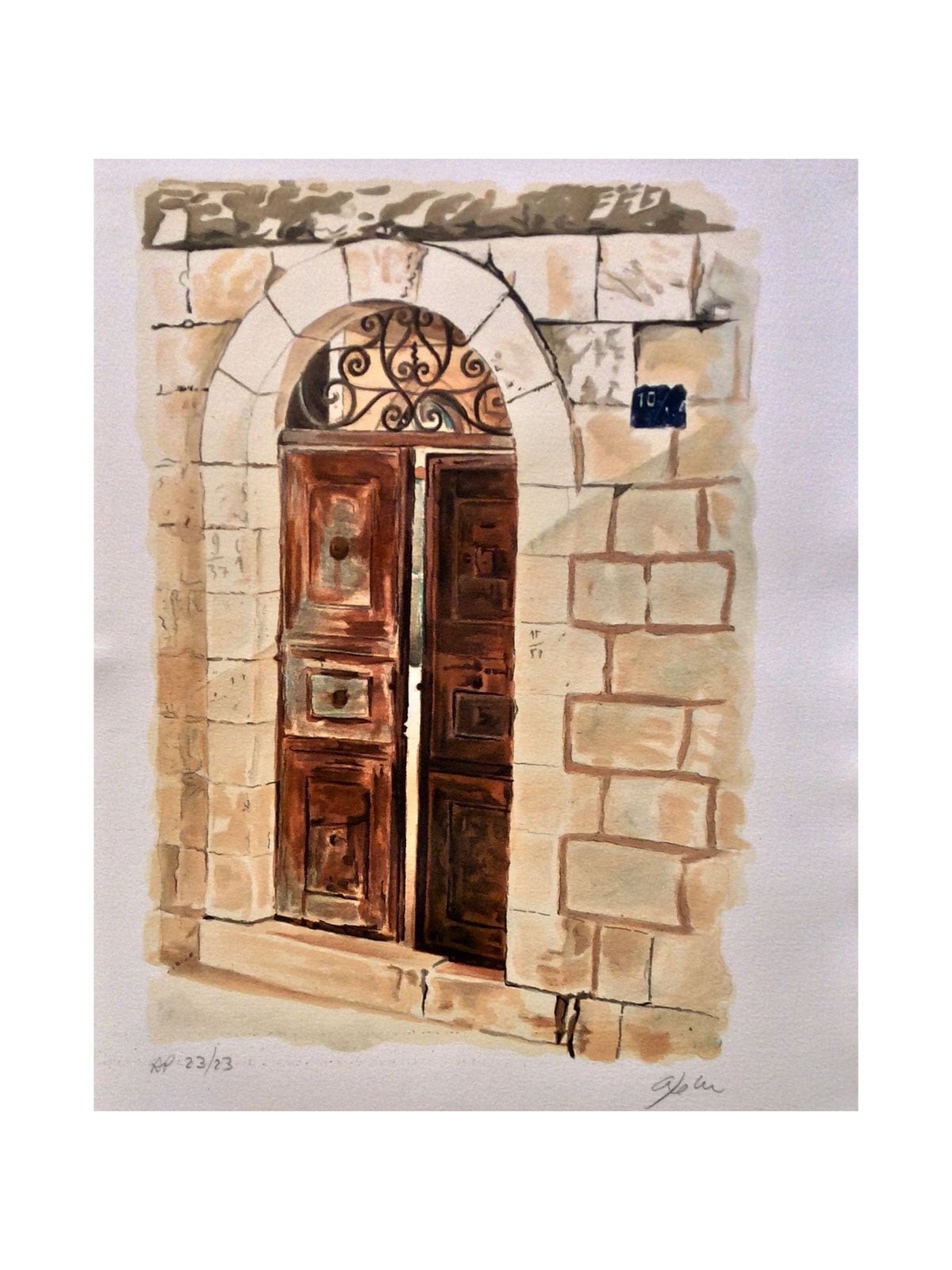 Arie Azene - Brown Door in Jerusalem (Hand Signed & Numbered Limited E
