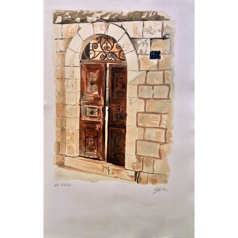 Arie Azene - Brown Door in Jerusalem (Hand Signed & Numbered Limited E