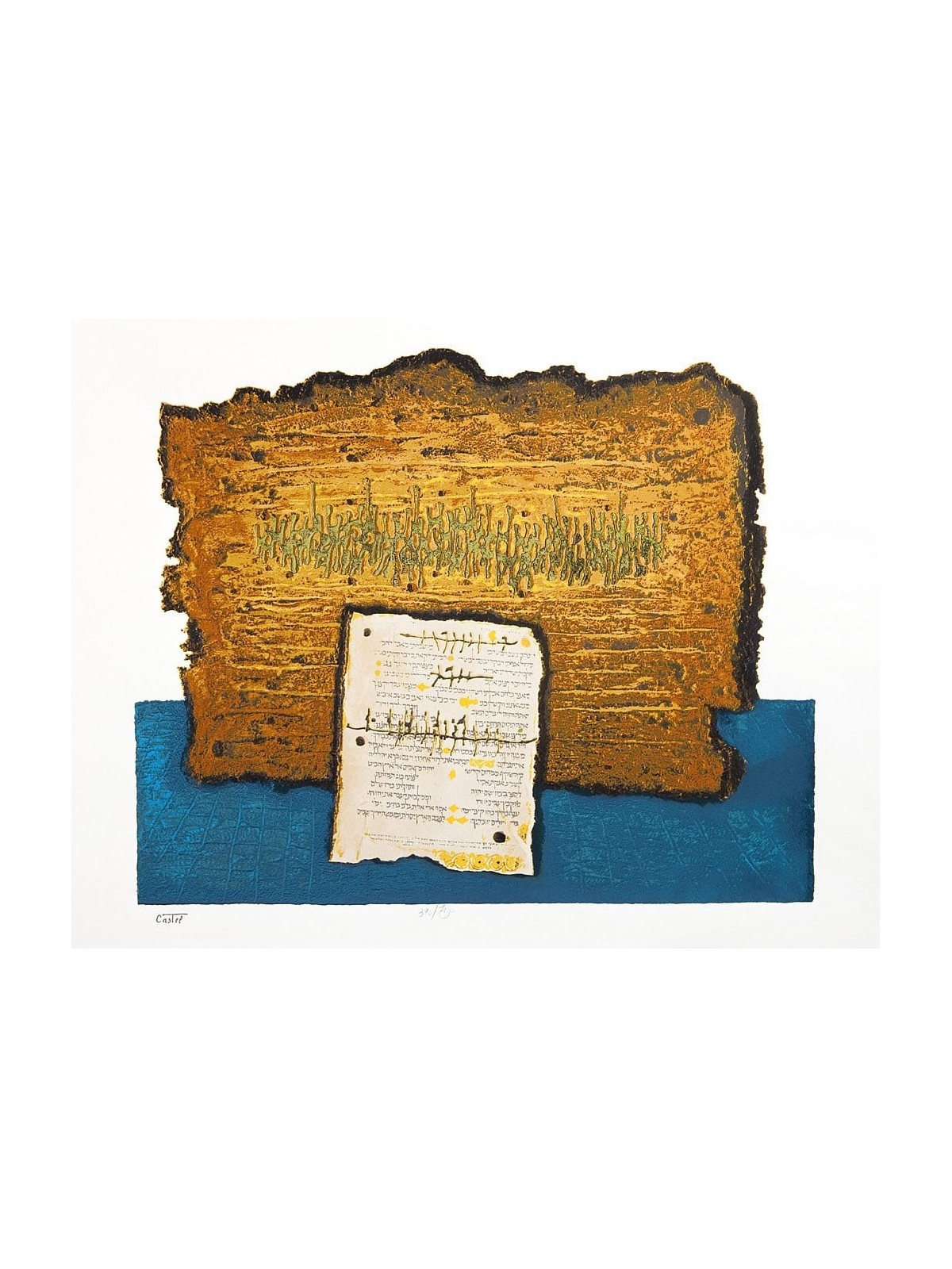 Moshe Castel - Dead Sea Scrolls. Limited Edition Gold Embossed Serigra