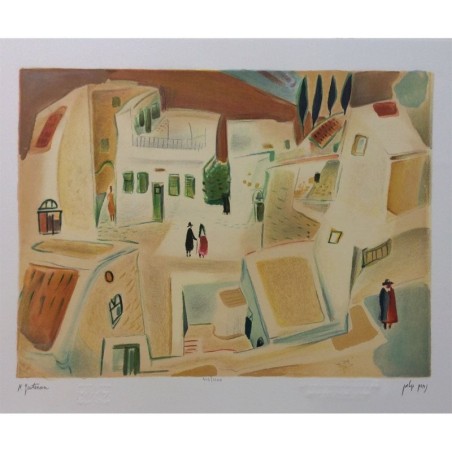 Square in Safed. Artist: Nahum Gutman. Signed & Numbered Limited Editi