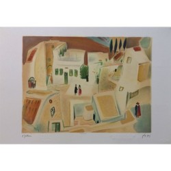 Square in Safed. Artist: Nahum Gutman. Signed & Numbered Limited Editi
