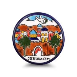 Jerusalem and Dove of Peace Armenian Ceramic Plate