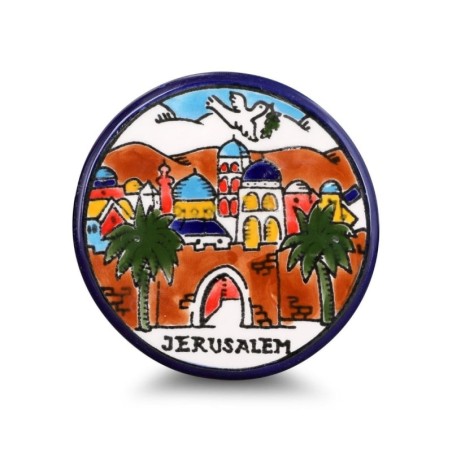 Jerusalem and Dove of Peace Armenian Ceramic Plate