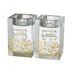 Square Crystal Glass Candlesticks with M... | Traditional Candlesticks