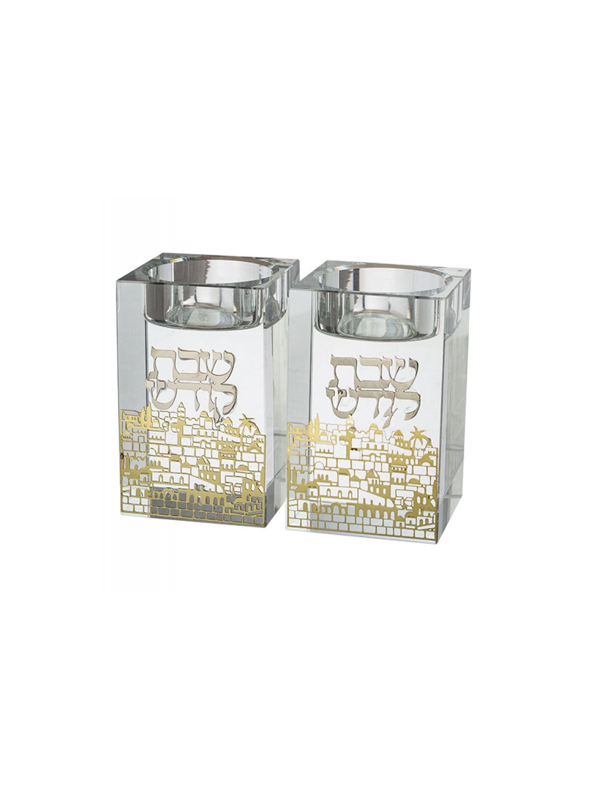 Square Crystal Glass Candlesticks with M... | Traditional Candlesticks