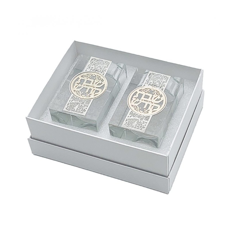 Square Crystal Glass Candlesticks with M... | Traditional Candlesticks