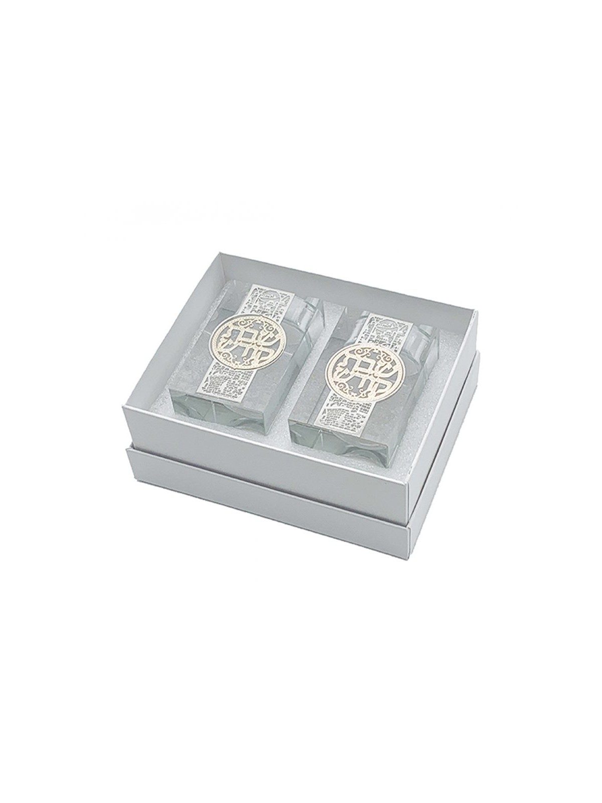 Square Crystal Glass Candlesticks with M... | Traditional Candlesticks