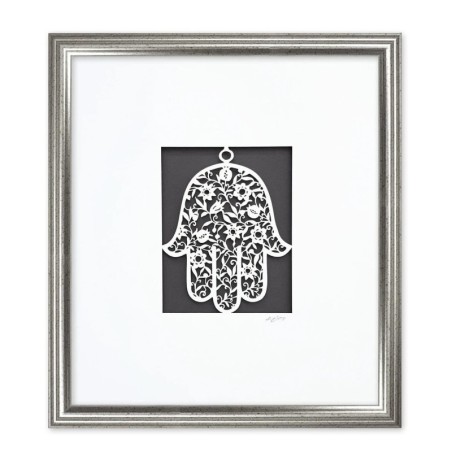 White Floral Hamsa Laser-Cut Paper Wall Art by David Fisher (Color Opt
