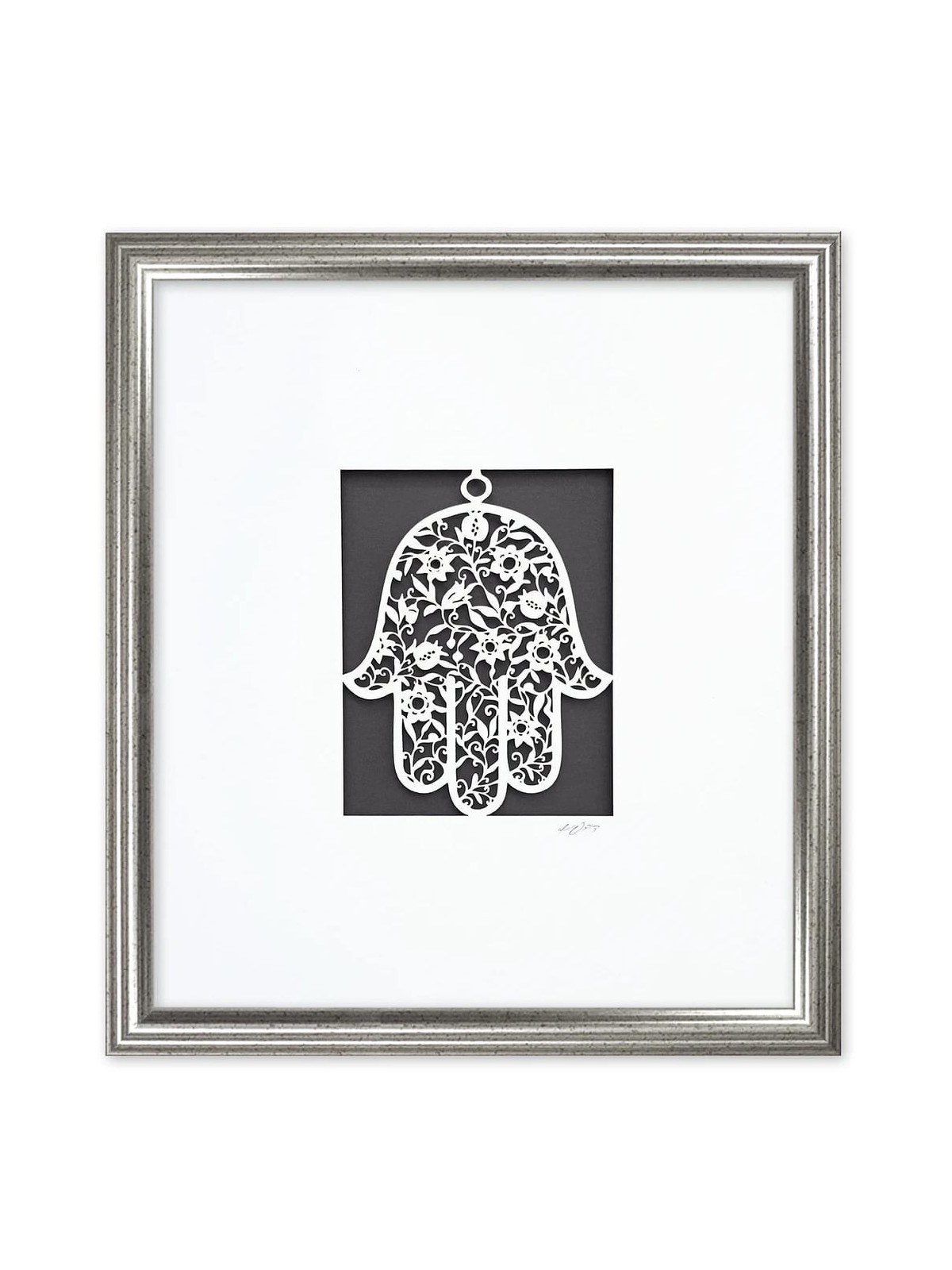 White Floral Hamsa Laser-Cut Paper Wall Art by David Fisher (Color Opt