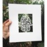 White Floral Hamsa Laser-Cut Paper Wall Art by David Fisher (Color Opt