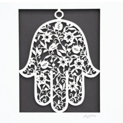 White Floral Hamsa Laser-Cut Paper Wall Art by David Fisher (Color Opt