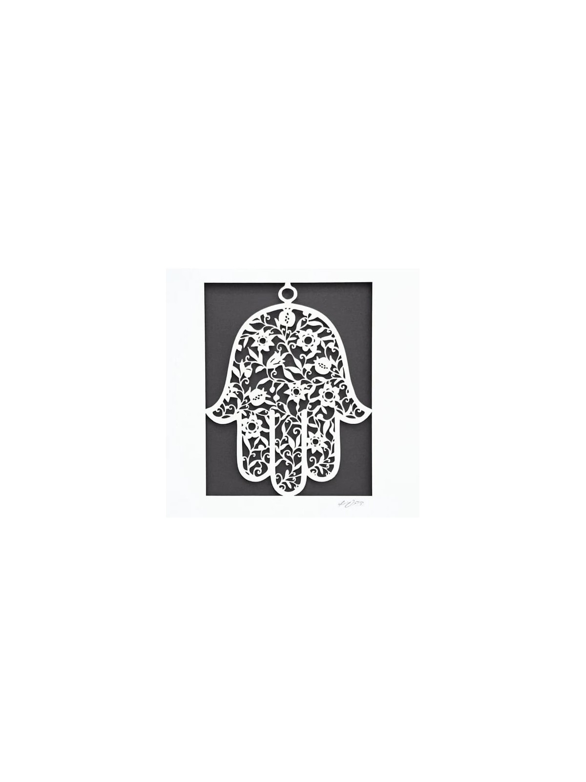 White Floral Hamsa Laser-Cut Paper Wall Art by David Fisher (Color Opt