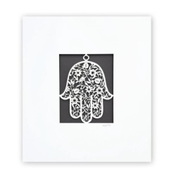 White Floral Hamsa Laser-Cut Paper Wall Art by David Fisher (Color Opt