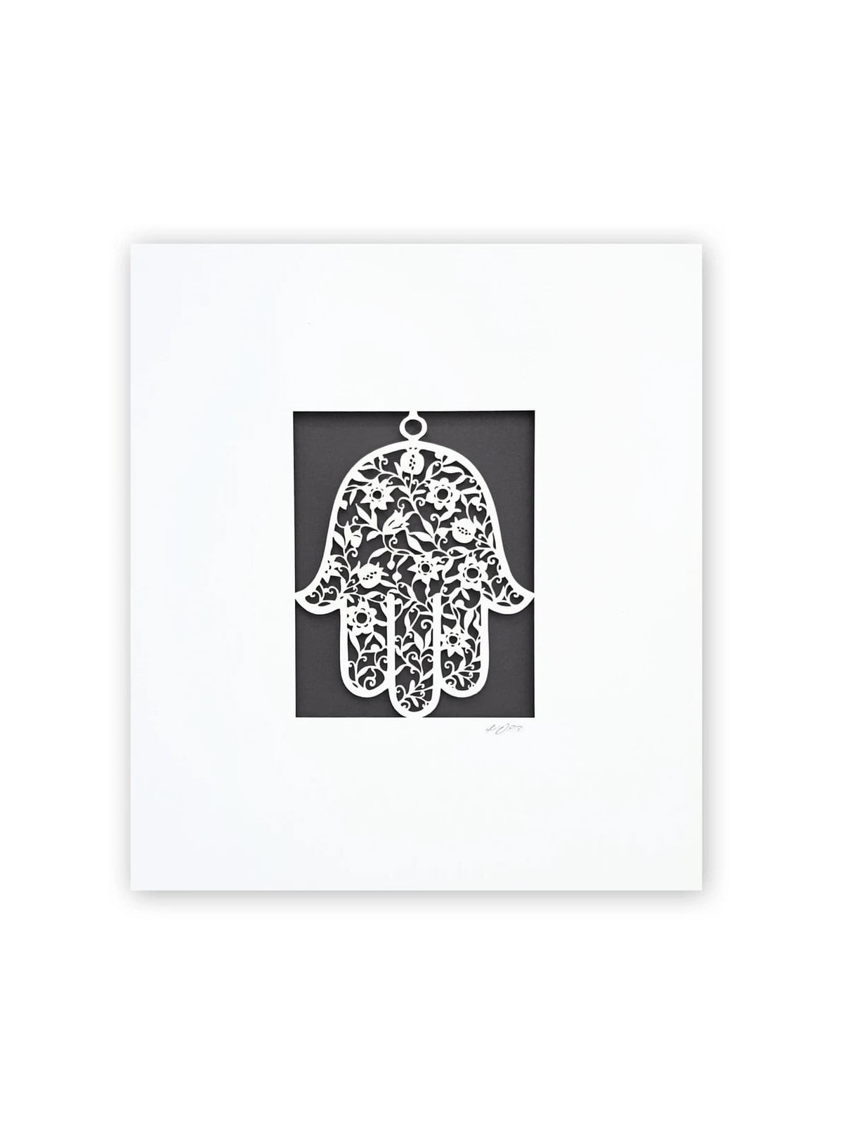 White Floral Hamsa Laser-Cut Paper Wall Art by David Fisher (Color Opt