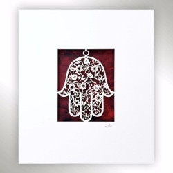 White Floral Hamsa Laser-Cut Paper Wall Art by David Fisher (Color Opt