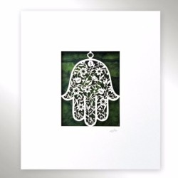 White Floral Hamsa Laser-Cut Paper Wall Art by David Fisher (Color Opt