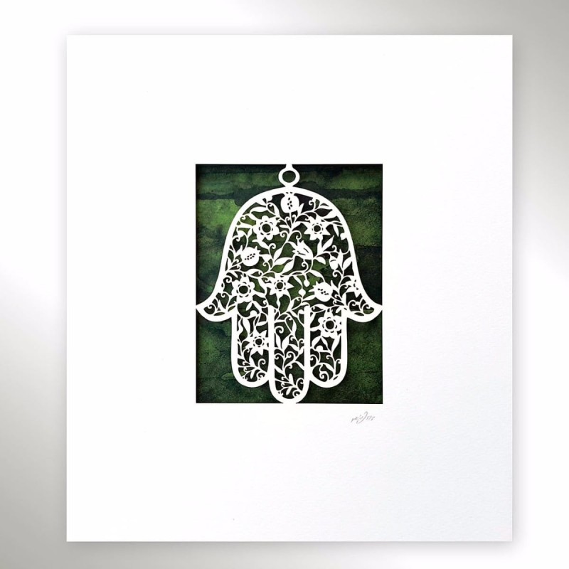 White Floral Hamsa Laser-Cut Paper Wall Art by David Fisher (Color Opt