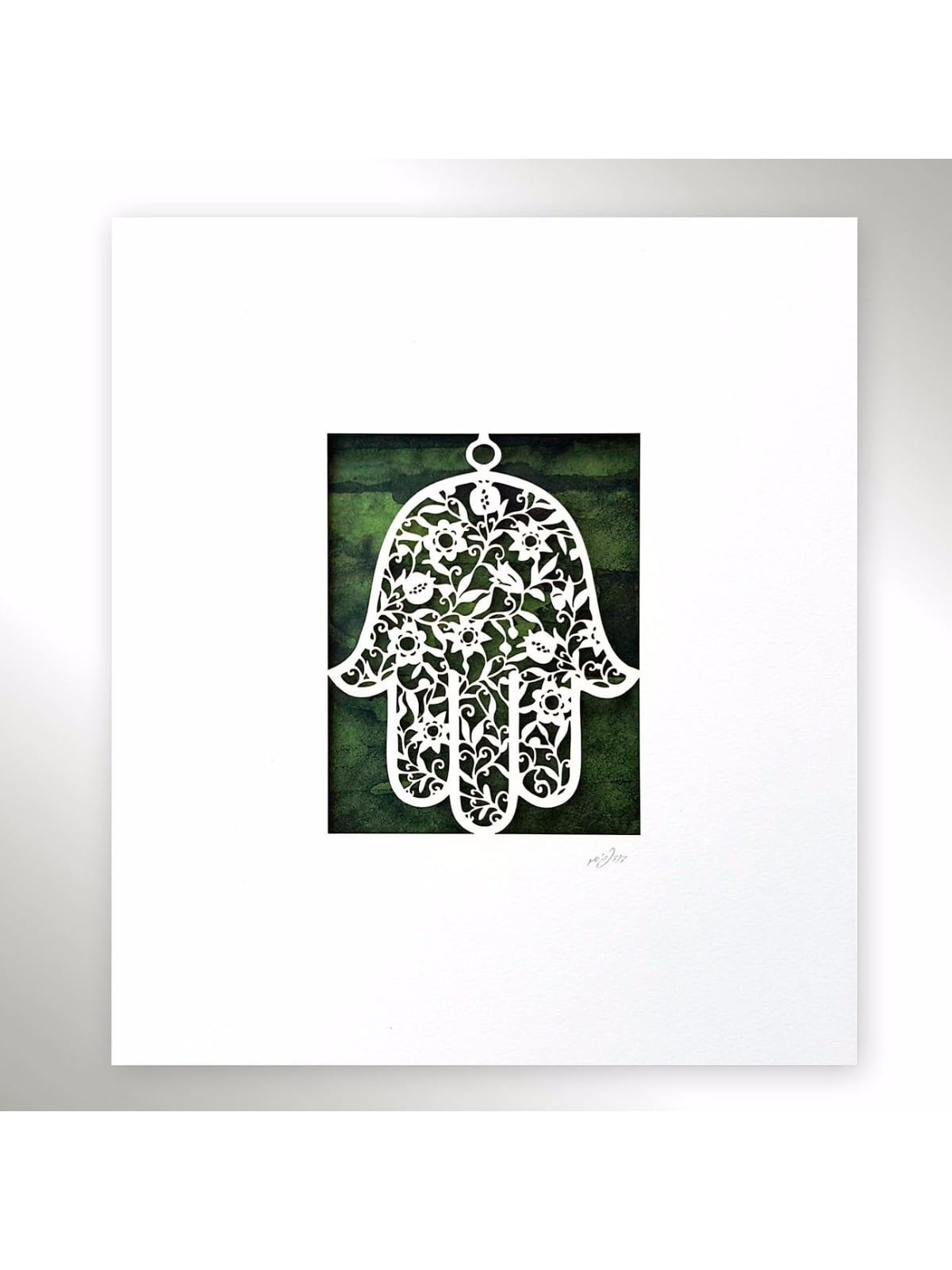 White Floral Hamsa Laser-Cut Paper Wall Art by David Fisher (Color Opt