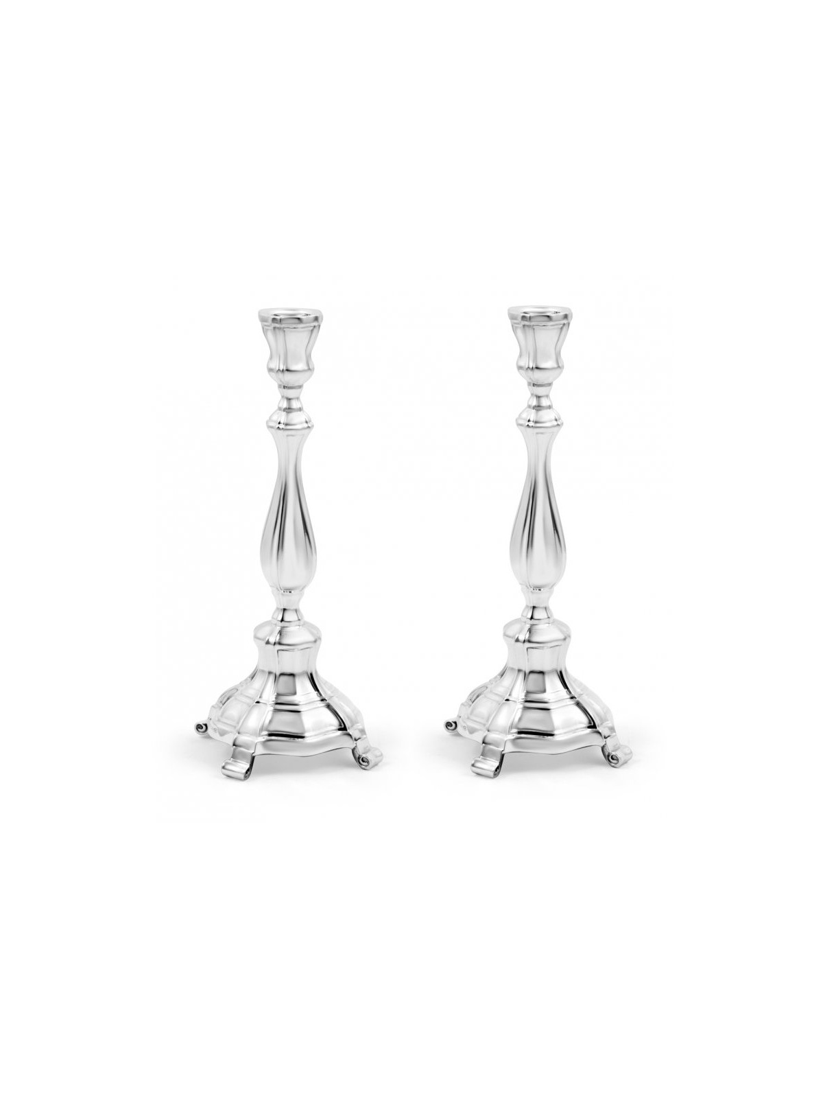 Sterling Silver Shabbat Candlesticks Classic Smoot... | Silver Judaica