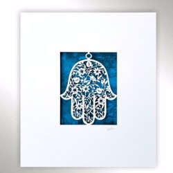 White Floral Hamsa Laser-Cut Paper Wall Art by David Fisher (Color Opt