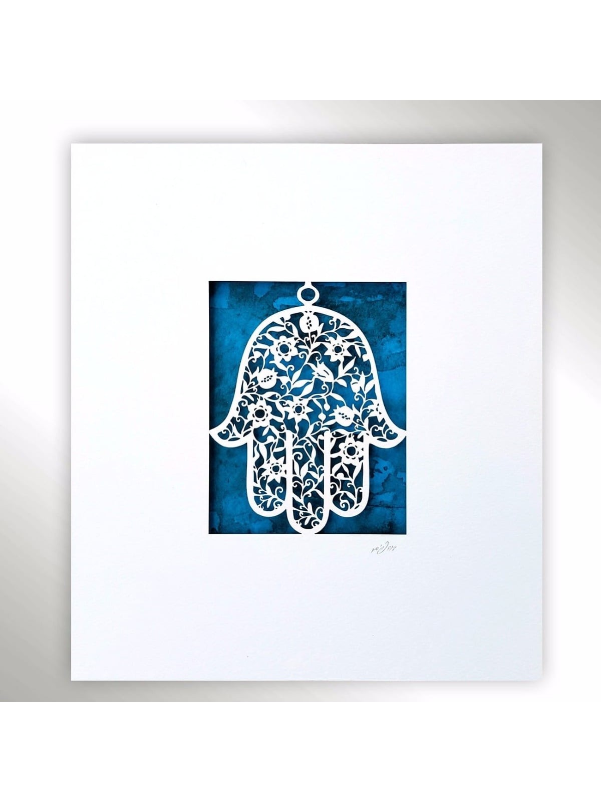 White Floral Hamsa Laser-Cut Paper Wall Art by David Fisher (Color Opt