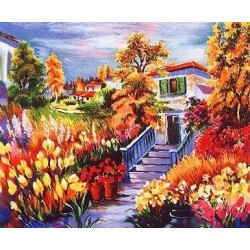 A Little House with Flowers. Artist: Zina Roitman. Handsigned & Number