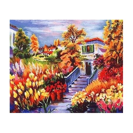 A Little House with Flowers. Artist: Zina Roitman. Handsigned & Number