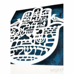Jerusalem Hamsa with Doves Wall Hanging by David Fisher - Color Option