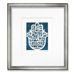 Jerusalem Hamsa with Doves Wall Hanging by David Fisher - Color Option