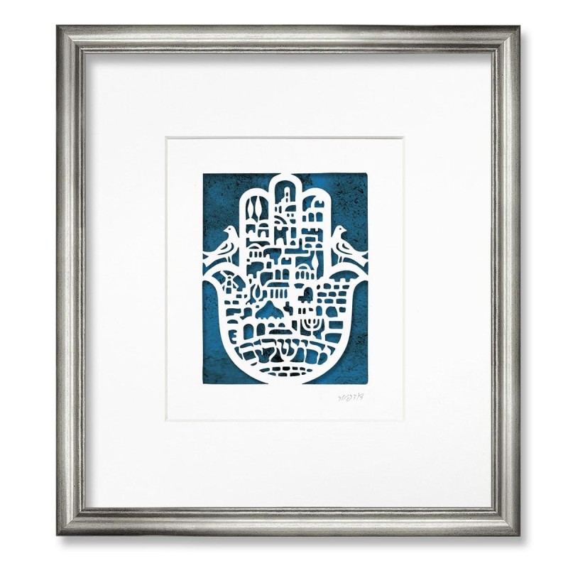 Jerusalem Hamsa with Doves Wall Hanging by David Fisher - Color Option
