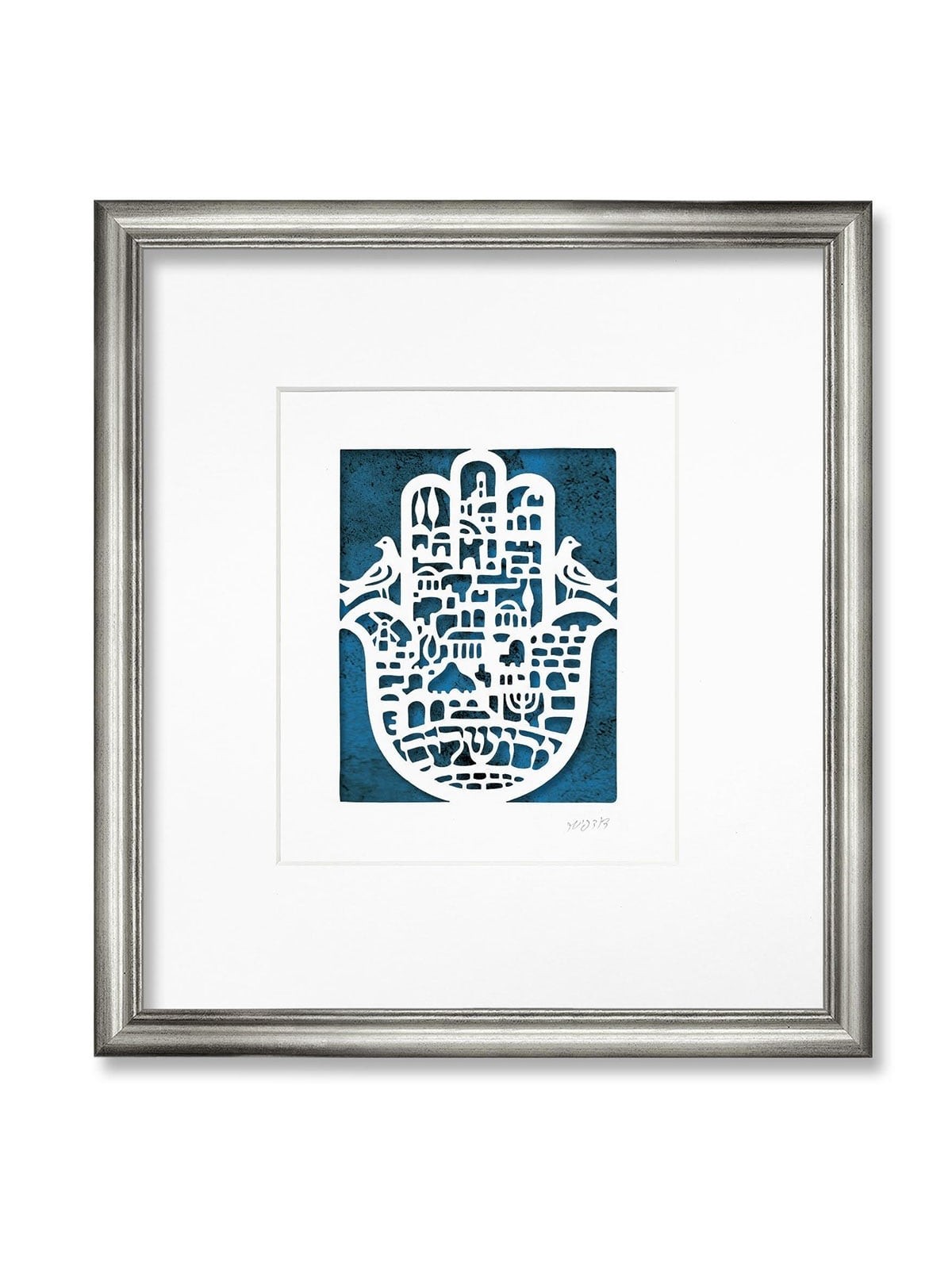 Jerusalem Hamsa with Doves Wall Hanging by David Fisher - Color Option