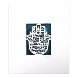 Jerusalem Hamsa with Doves Wall Hanging by David Fisher - Color Option