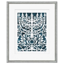 Prague Menorah Laser-Cut Paper Wall Hanging by David Fisher
