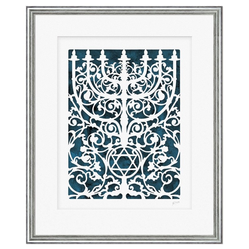 Prague Menorah Laser-Cut Paper Wall Hanging by David Fisher