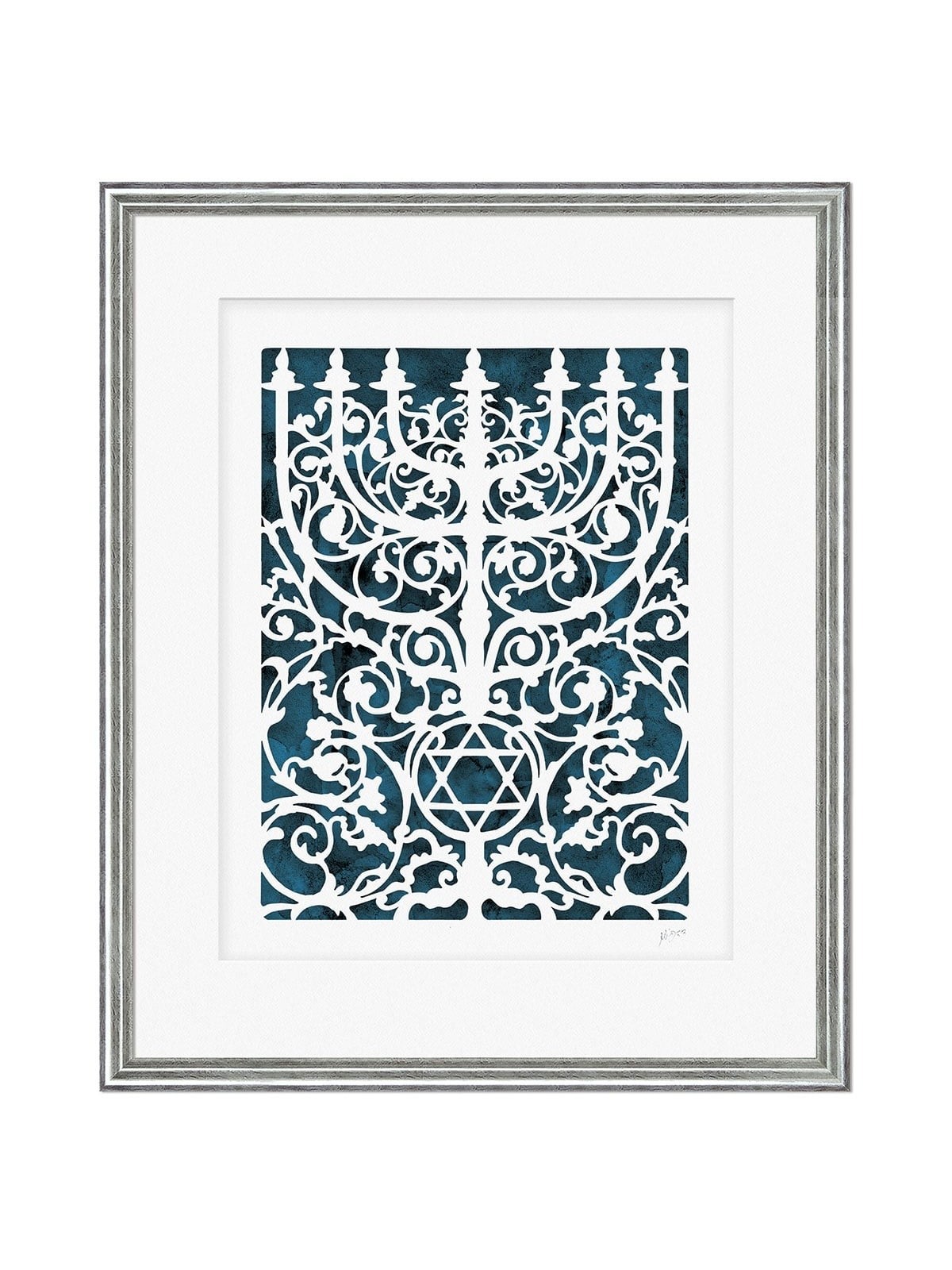 Prague Menorah Laser-Cut Paper Wall Hanging by David Fisher