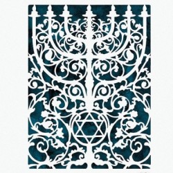 Prague Menorah Laser-Cut Paper Wall Hanging by David Fisher