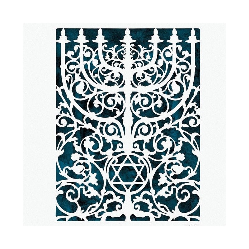 Prague Menorah Laser-Cut Paper Wall Hanging by David Fisher