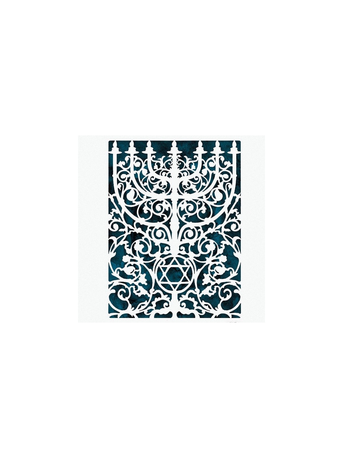 Prague Menorah Laser-Cut Paper Wall Hanging by David Fisher