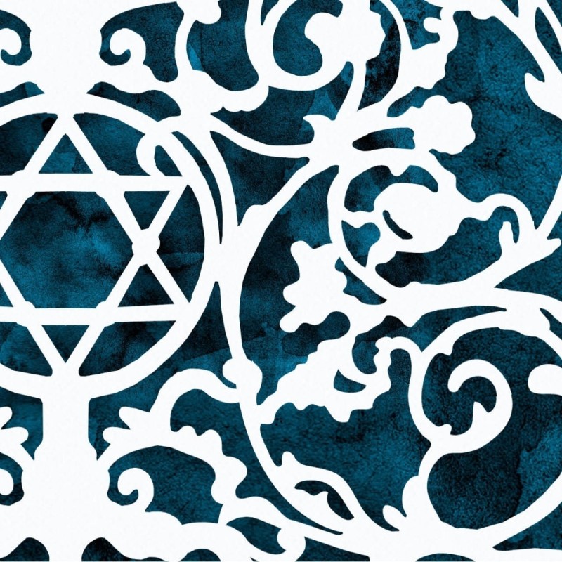 Prague Menorah Laser-Cut Paper Wall Hanging by David Fisher