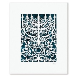 Prague Menorah Laser-Cut Paper Wall Hanging by David Fisher