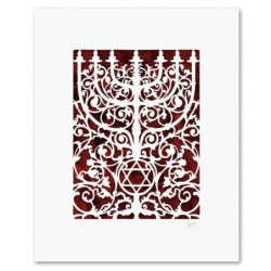 Prague Menorah Laser-Cut Paper Wall Hanging by David Fisher
