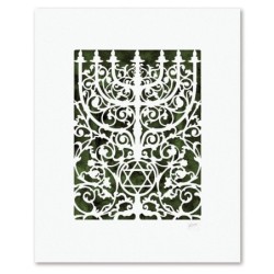 Prague Menorah Laser-Cut Paper Wall Hanging by David Fisher