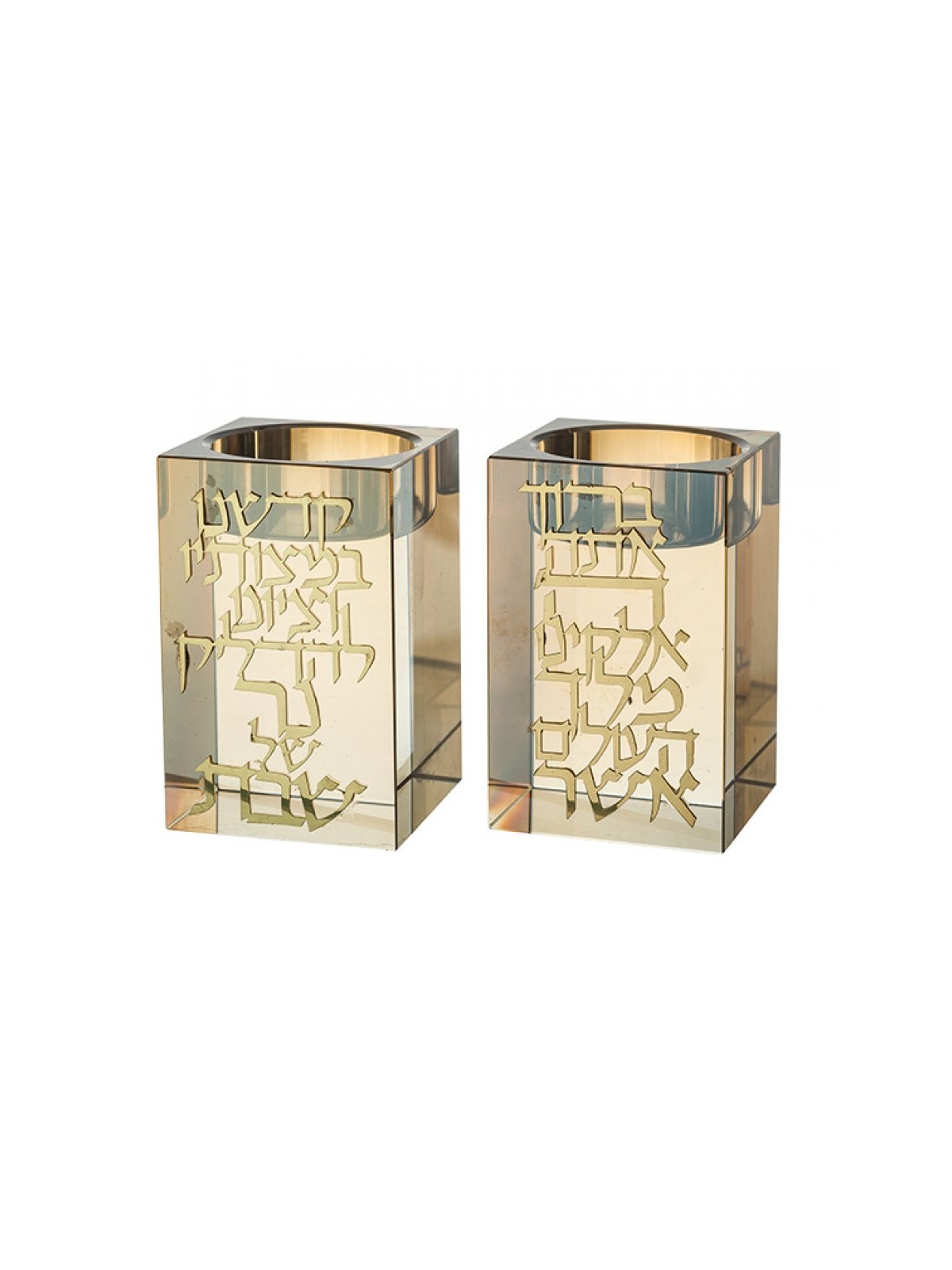 Square Smoky Crystal Glass Candlesticks ... | Traditional Candlesticks